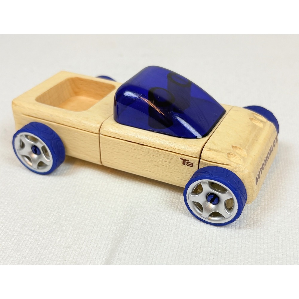 Automoblox T9 Wooden Toy Truck Blue Canopy Modular Collectible Car 2013